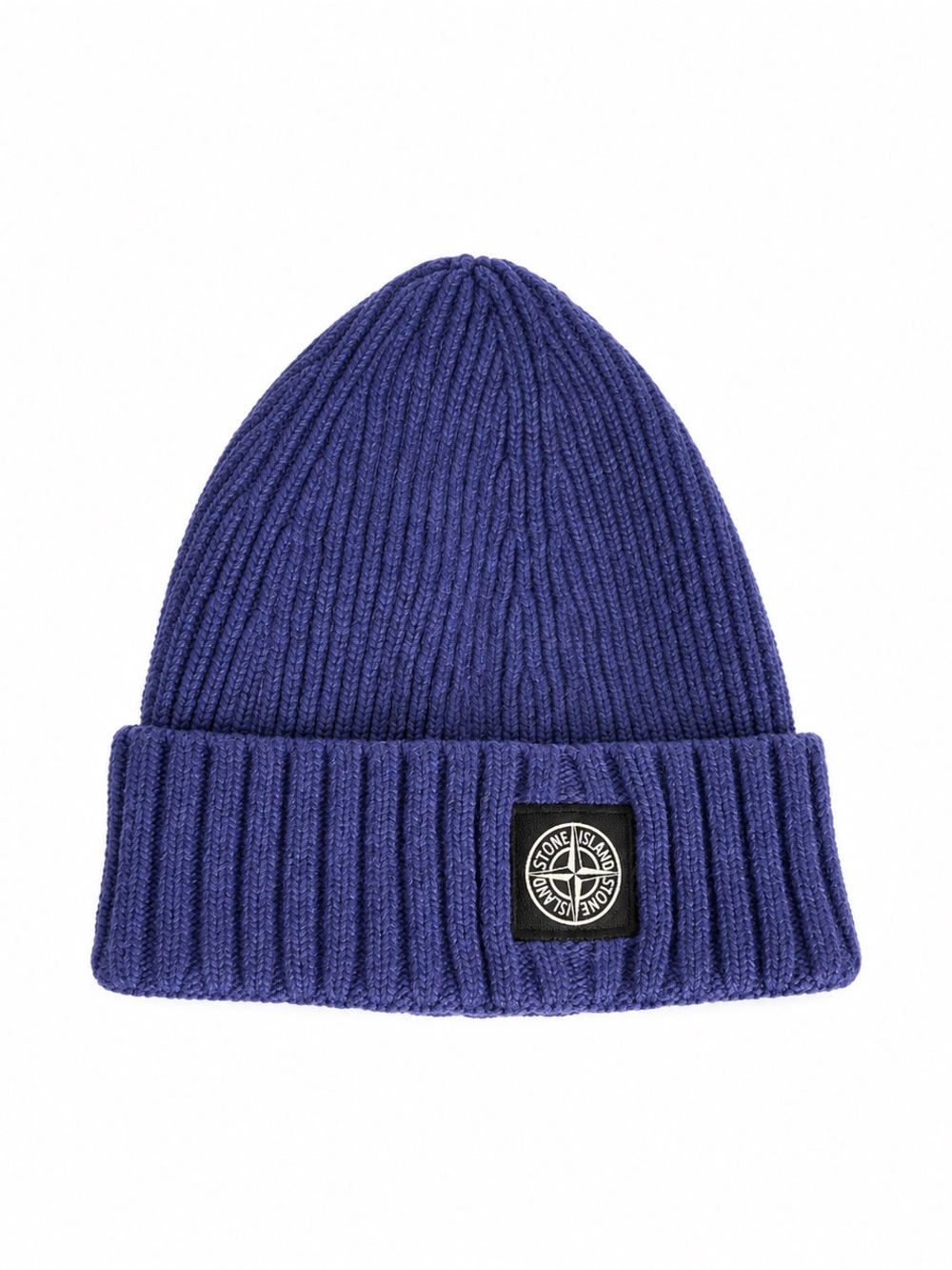 Stone Island Junior Kids Size 3 Ribbed Beanie Deep Blue Compass Logo Y2K